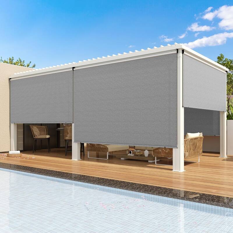 AECOJOY Outdoor Roller Shade Sun Shade Cover Canopy Shade Blinds - Grey - 6ft ×8ft