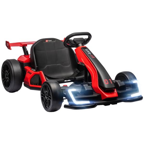 slide 2 of 8, Battery Powered Go Kart with Dual Motors, Adjustable Seat, and Slow Start Red
