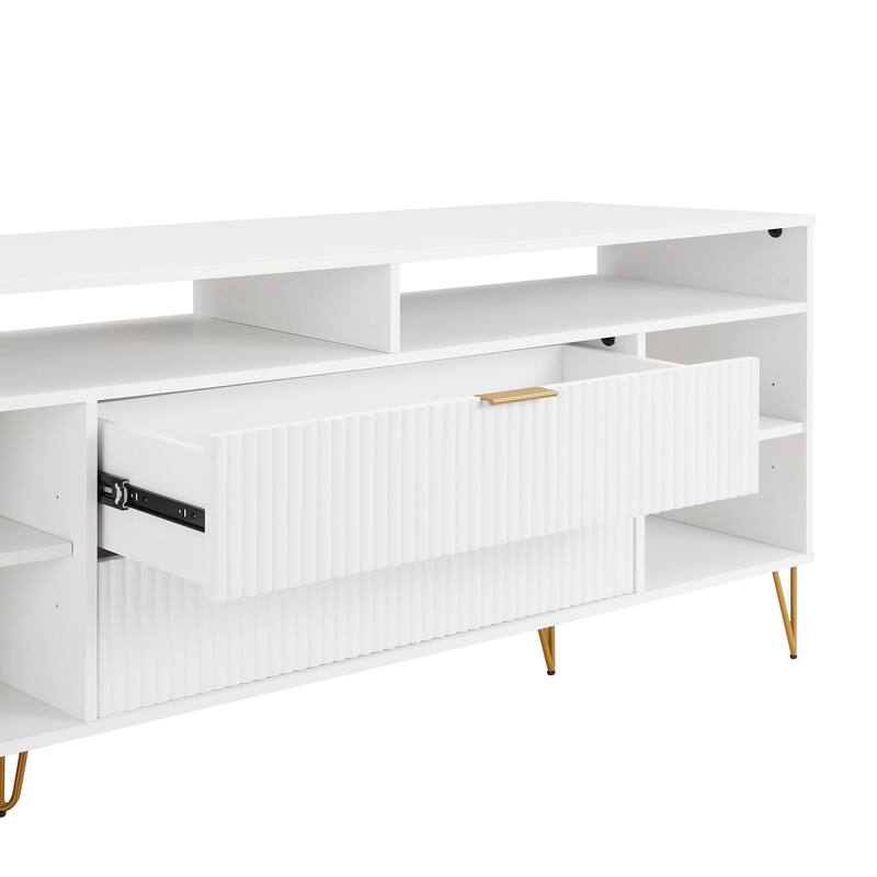 Manhattan Comfort Dumbo Mid-Century Modern TV Stand with 6 Shelves