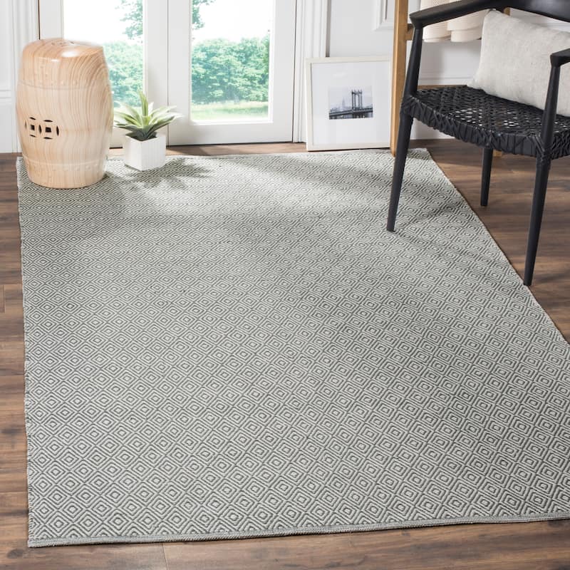 SAFAVIEH, Handmade Flatweave Montauk Brice Casual Cotton Rug - 8' x 10' - Ivory/Grey
