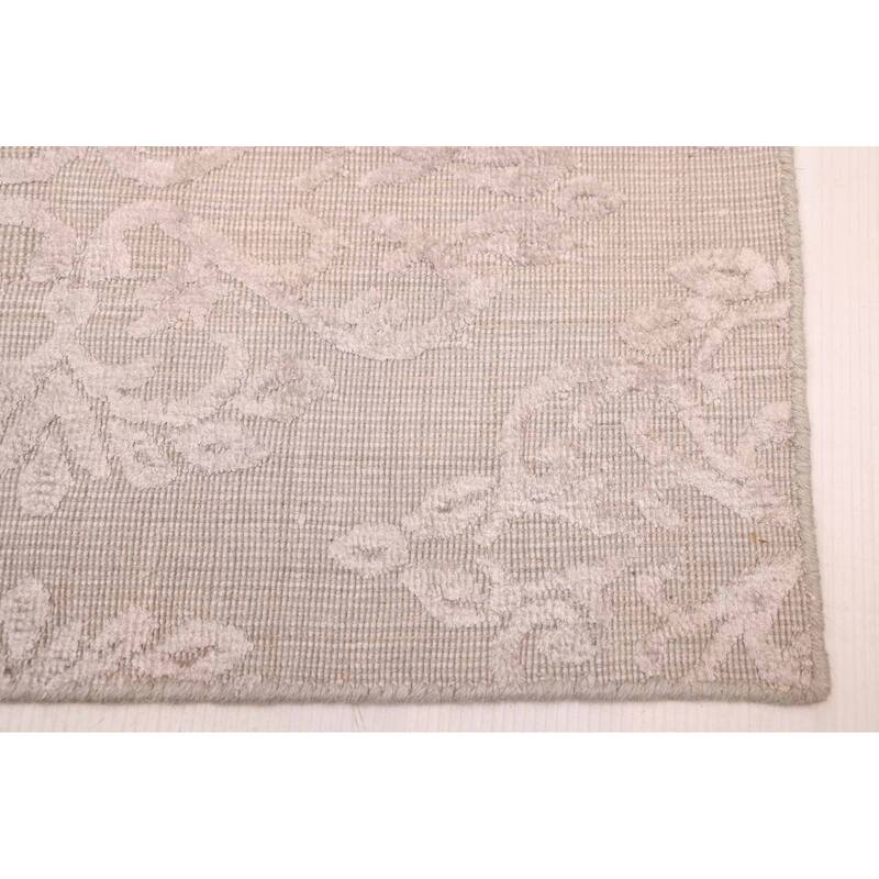 ECARPETGALLERY Hand Loomed Elysian Light Grey Viscose, Wool Rug - 8'0 x 9'10