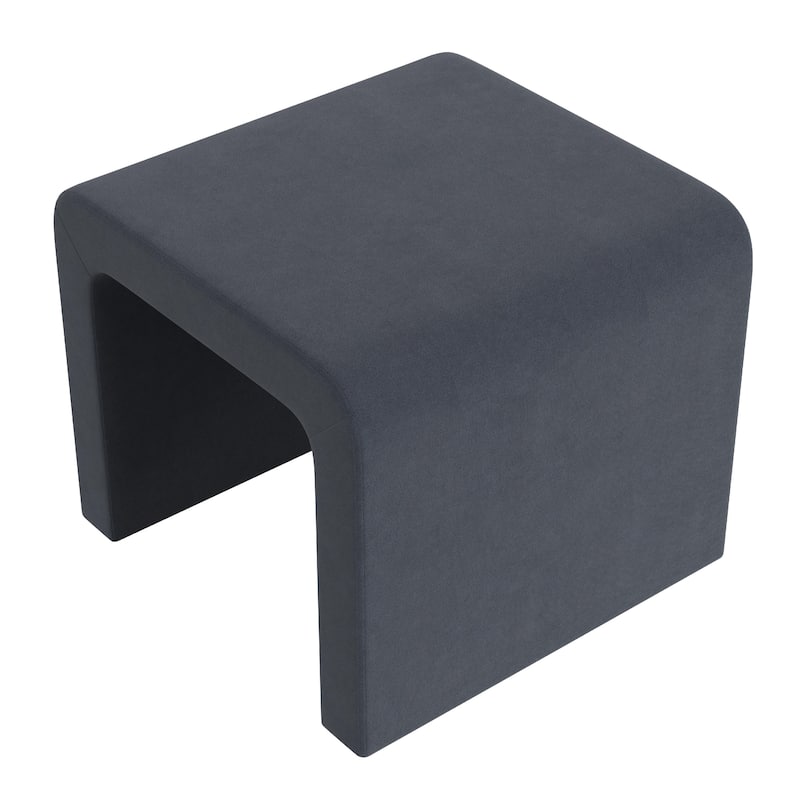 Ari Ottoman Footstool, Arc Shape with Steel Blue Velvet, 22 Inch
