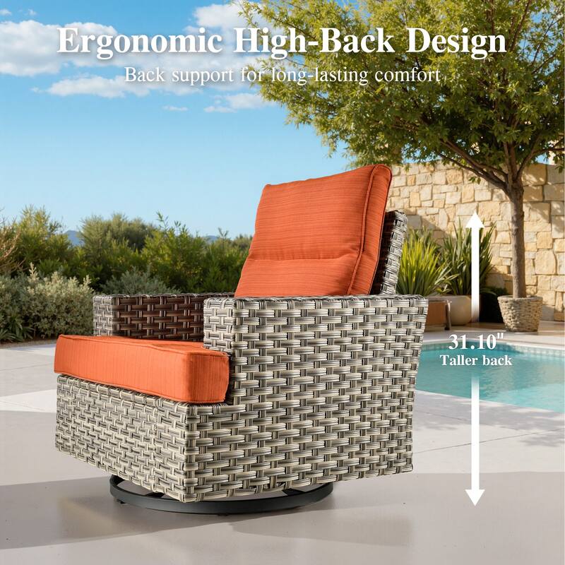 OVIOS 9 Pieces T shaped Seat Curved Swivel Chair Set With Fire Pit