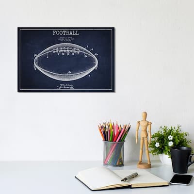 iCanvas "Football Navy Blue Patent Blueprint" by Aged Pixel Canvas Print