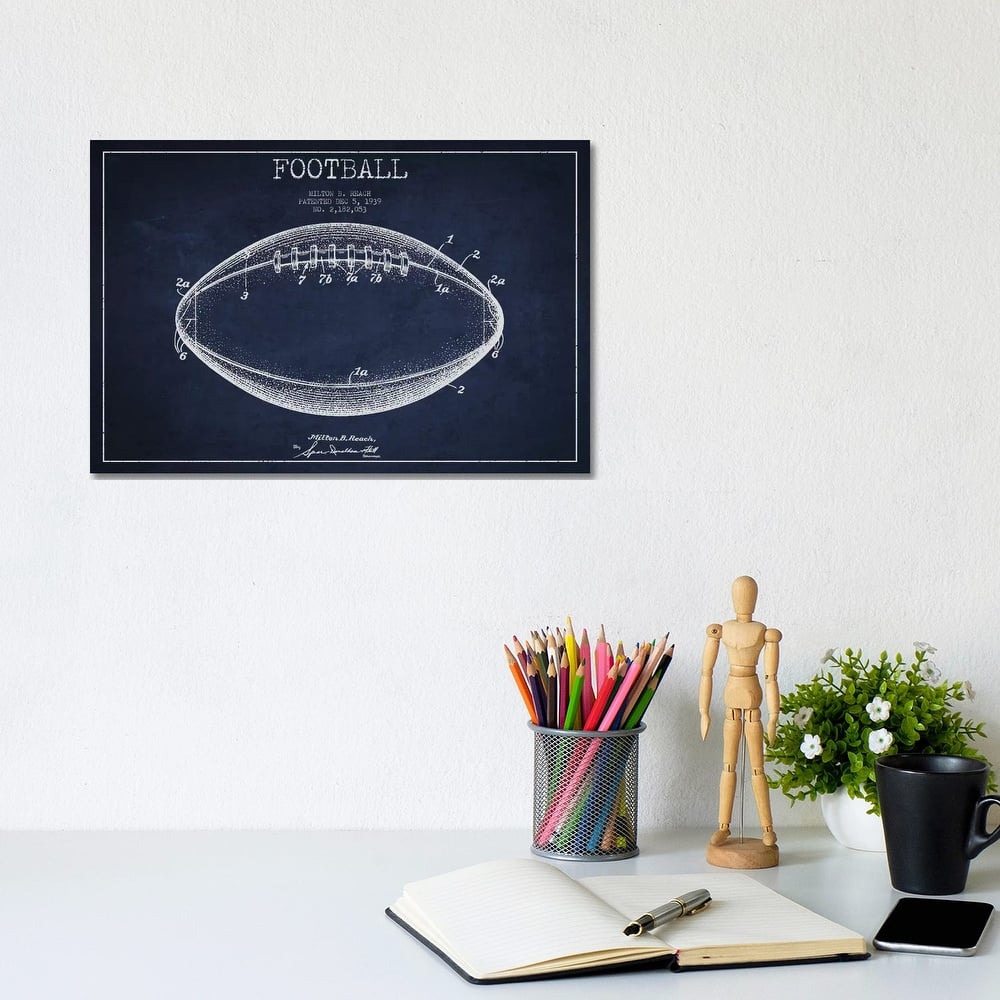 iCanvas "Football Navy Blue Patent Blueprint" by Aged Pixel Canvas Print