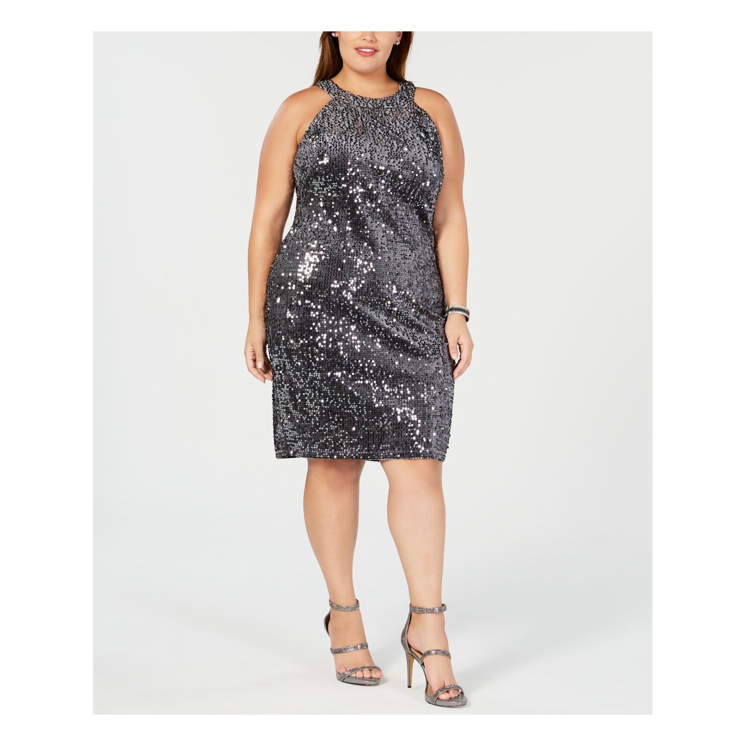 silver cocktail dresses plus size