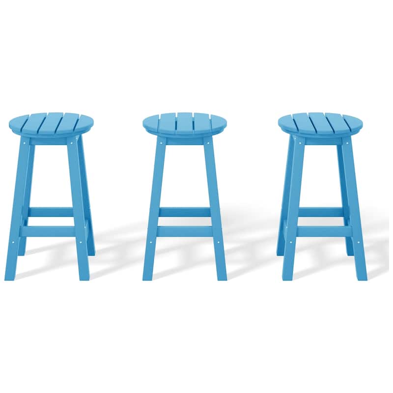 Polytrends Laguna Hdpe All Weather Outdoor Patio 24" Round Counter Stool (Set Of 3)