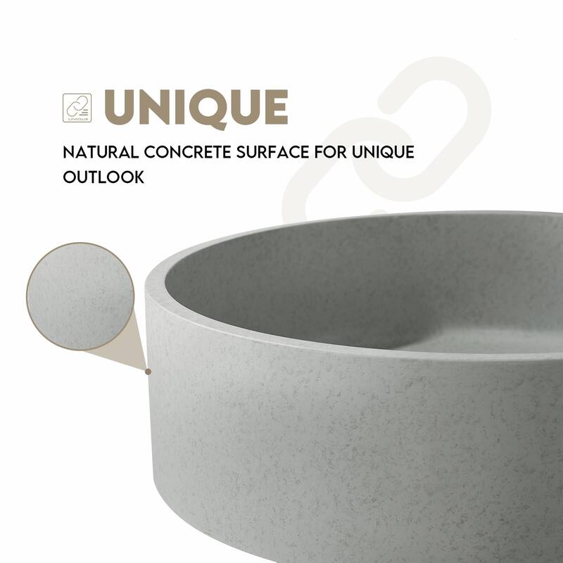 Miseno MBS-9257 Moguer 15-3/8" Circular Concrete Vessel Bathroom Sink