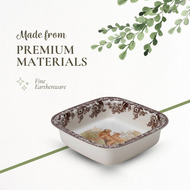 Spode Woodland Square Rim Dish Golden Retriever