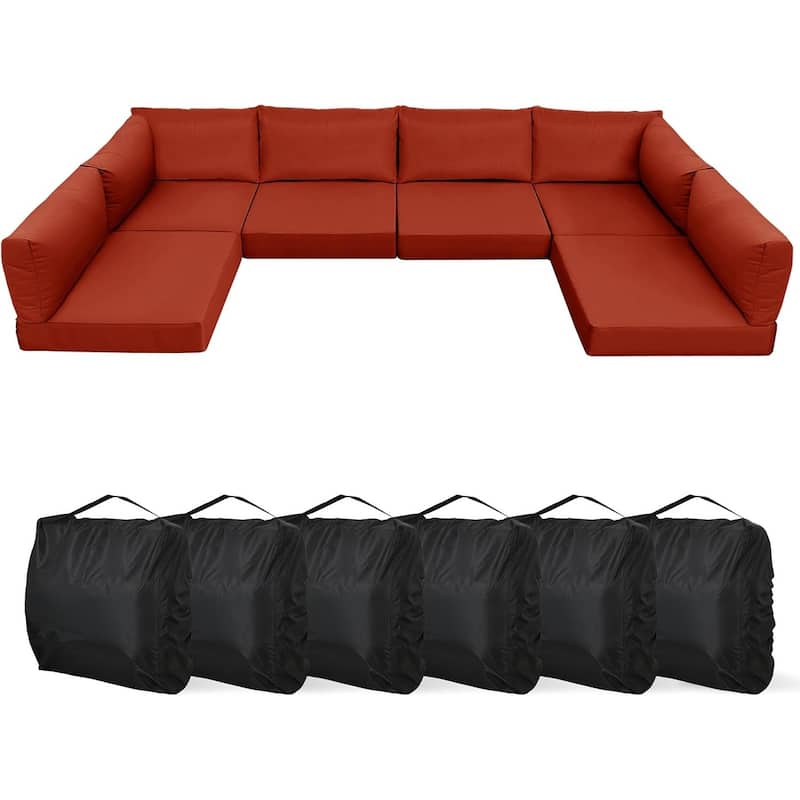 WINSOON 14 Piece Outdoor Furniture Replacement Cushions,Patio Seat Cushions - Burnt Orange