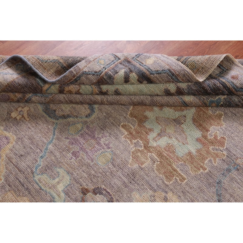 Hand Knotted Oriental 100% Wool Carpet Transitional All-Over Greys & Charcoal Oushak Area Rug - 9' 9'' X 8' 1''