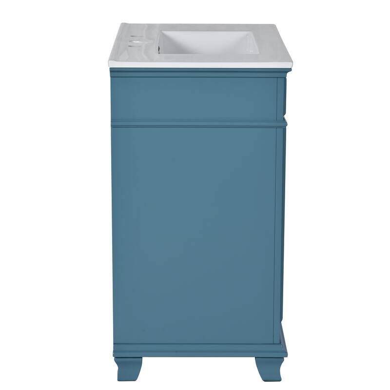 30 Inch Bathroom Vanity with Resin Sink - Freestanding Vanity with Storage Shelf and Solid Wood Frame