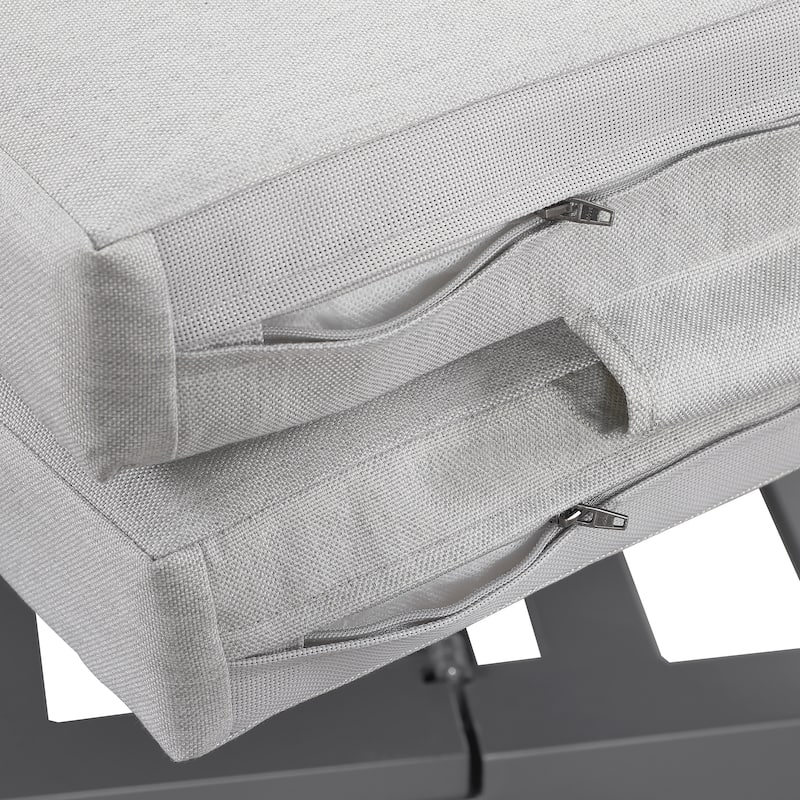 Benton Modern Aluminum Lounge Outdoor Double Chaise with Cushion