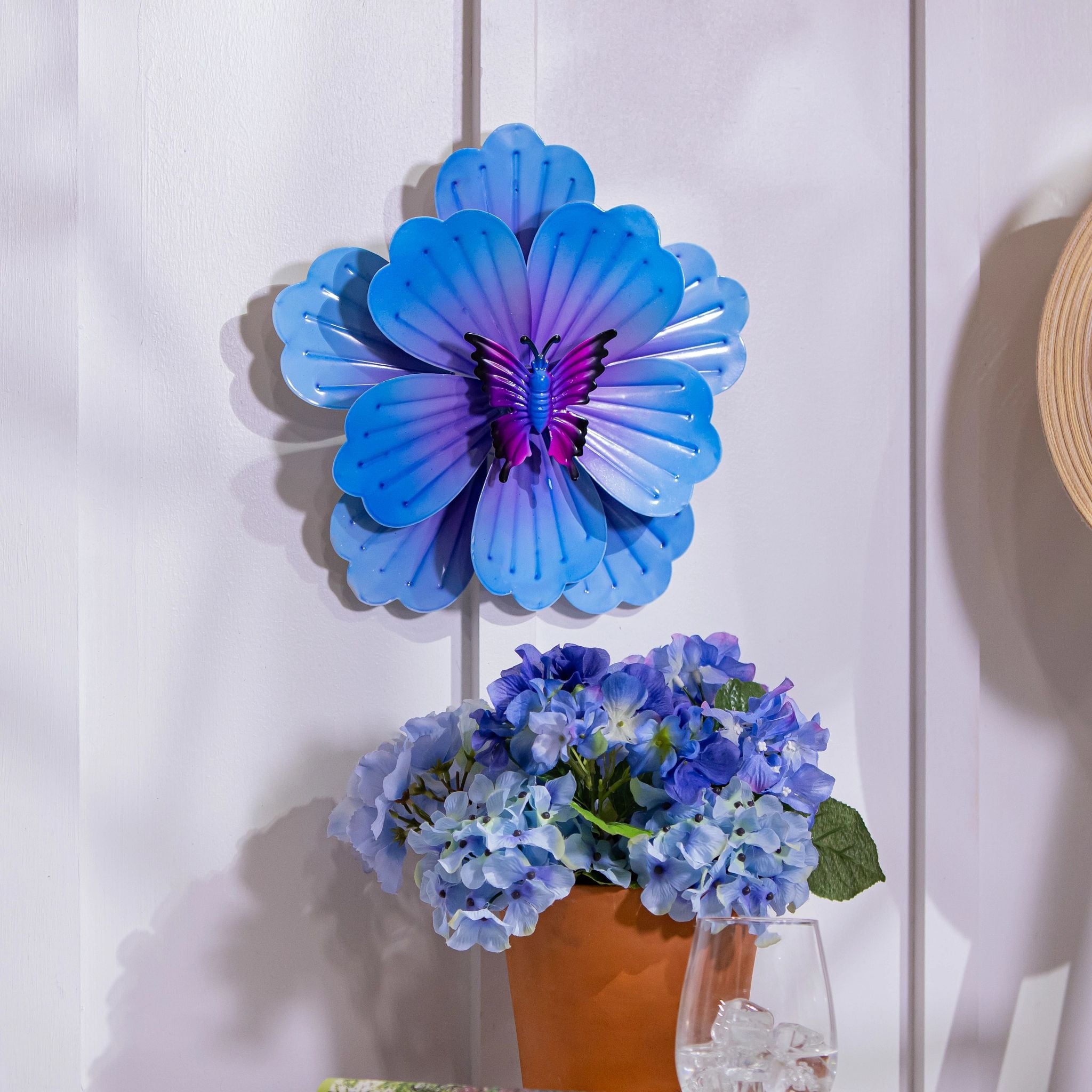 13 in. Metal Blooming Butterfly Wall Spinner