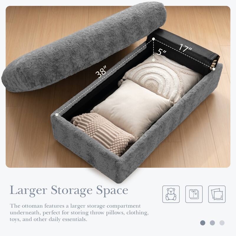 Oversized Upholstered Sleeper Chair Sofa Bed with Storage Ottoman and Armrests,Cup Holders