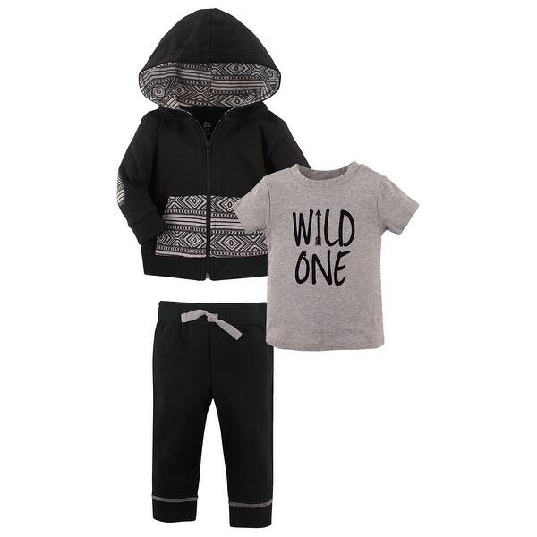 slide 1 of 1, Yoga Sprout Toddler Boy Cotton Hoodie, Tee Top, and Pant, Wild One Toddler 2T - Wild One Toddler