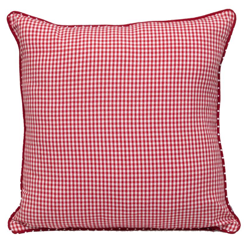 Checkered and Polka Dot Square Cotton Throw Pillow - 18" - Red and White