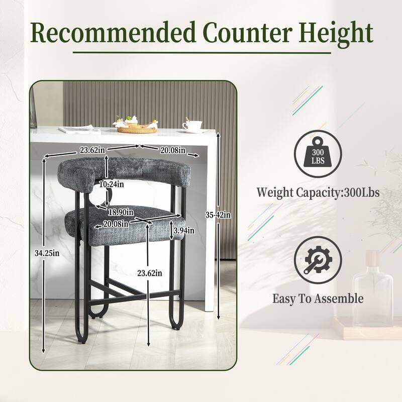 Modern Bar Stool with Back for Kitchen 2PCS
