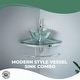 preview thumbnail 5 of 15, Talula 25 Inch Clear Glass Corner Vessel Sink with Faucet, Drain and Towel Bar - Renovators Supply