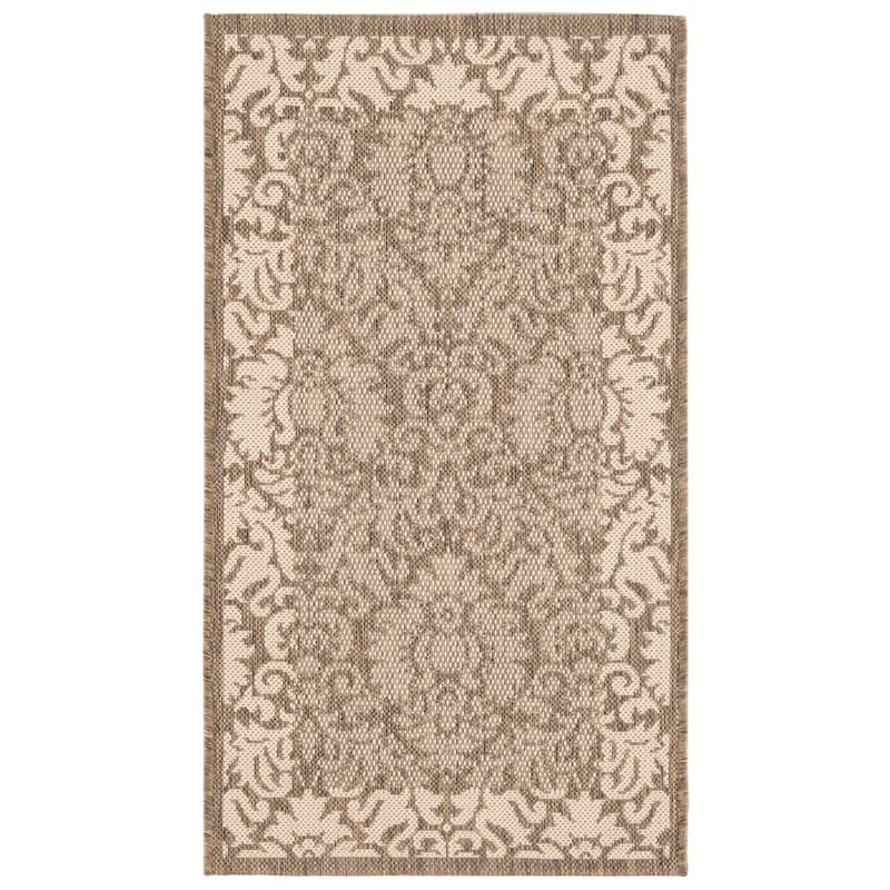 SAFAVIEH Courtyard Peggie Indoor/ Outdoor Patio Backyard Rug - 2' x 3'7" - Brown/Natural