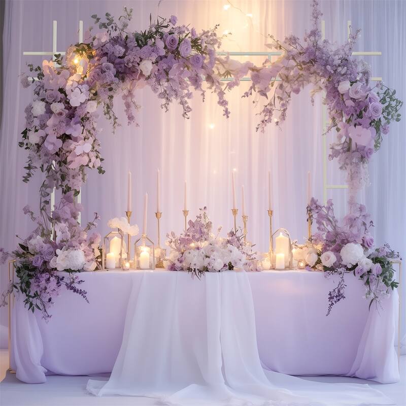 7.7Ftt x 7.7Ft Metal Square Wedding Arch Backdrop Stand with Base White for Indoor Outdoor