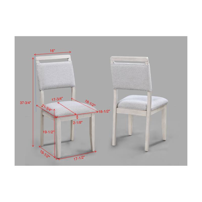 Contemporary Dining Chairs Set of 2 Light Gray Fabric Cushion Side Chairs Kitchen Dining Room Furniture Dark Finish