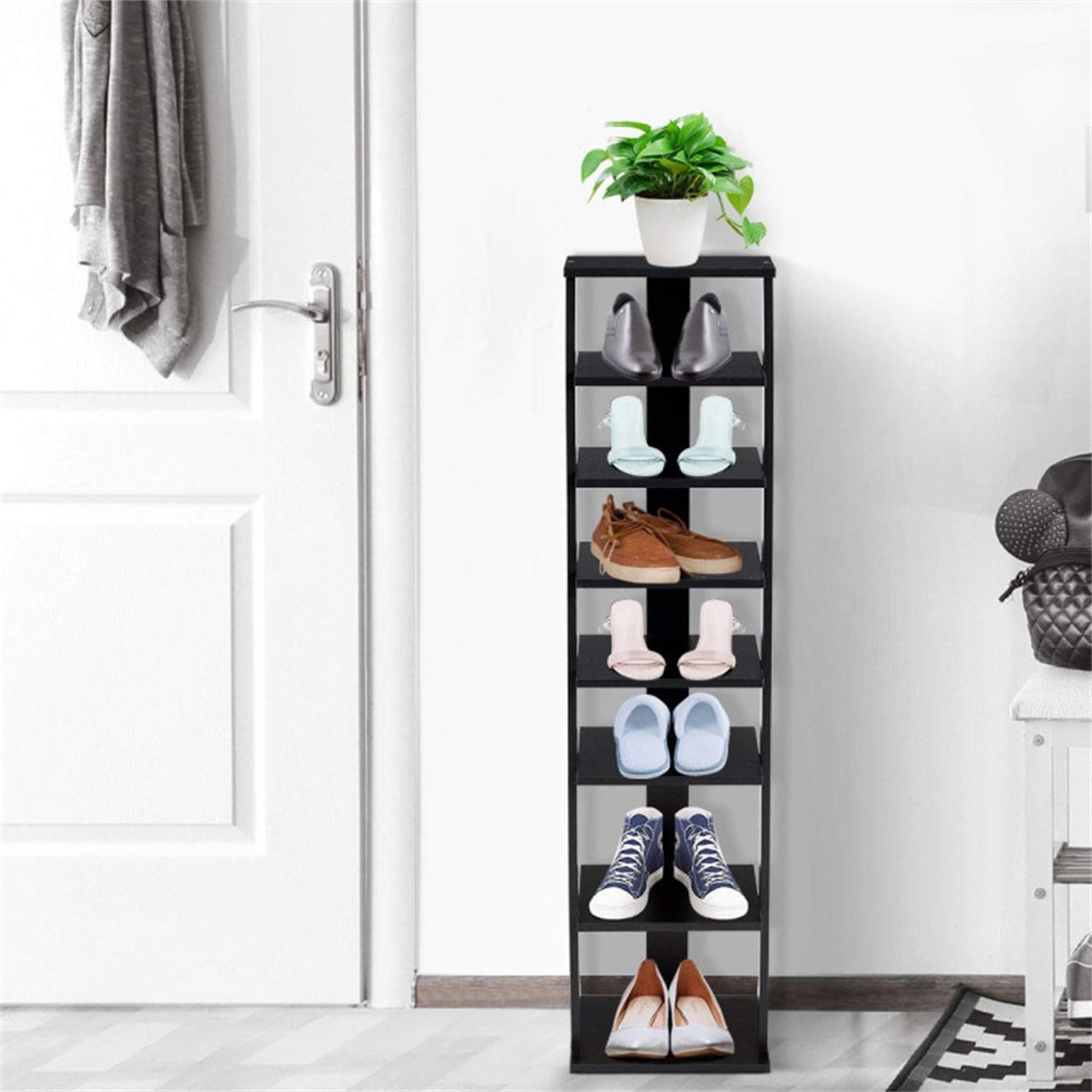 Wooden Space Saving 7 Tiers Vertical Shoe Rack for Front Door - Bed Bath &  Beyond - 37477890