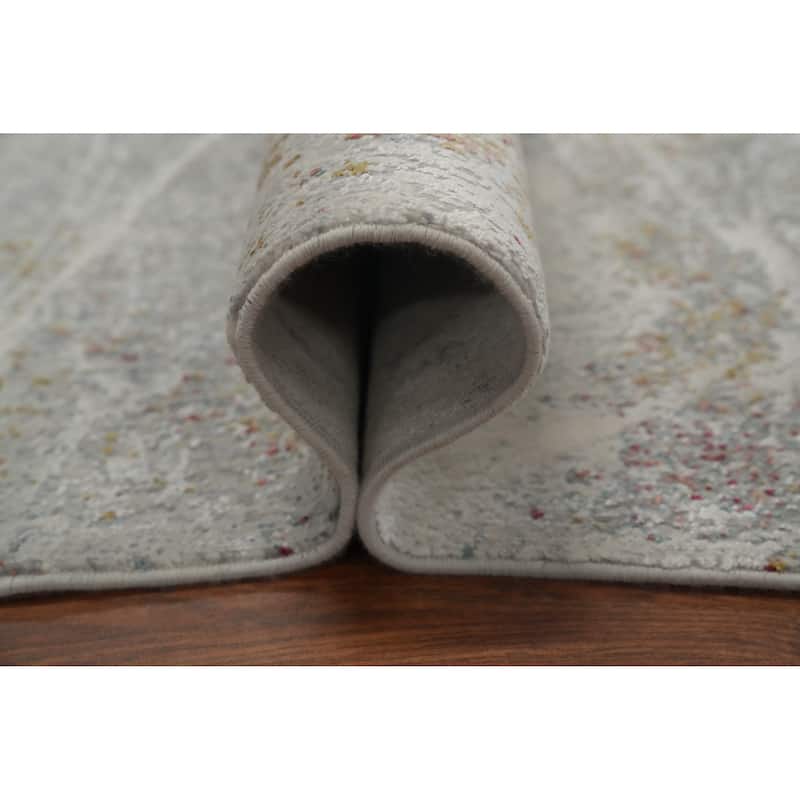 Machine Made Oriental Polyester Carpet Modern Abstract Greys & Charcoal Abstract Area Rug - 7' 5'' X 5' 2''