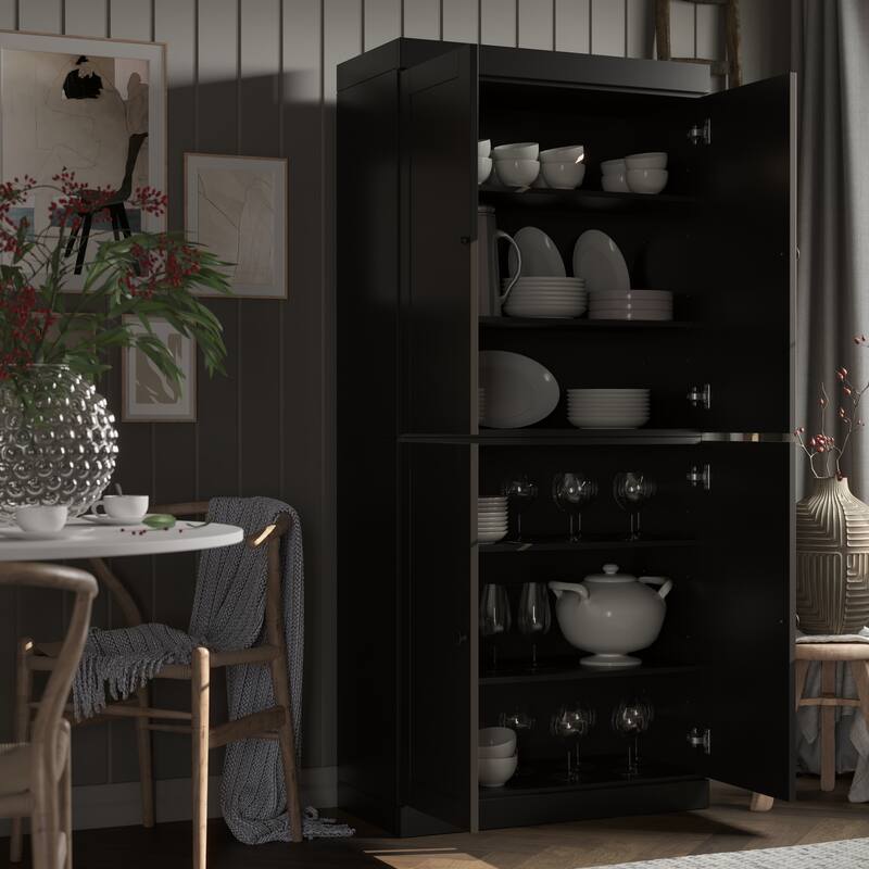 Palace Imports 100% Solid Wood 32" Pantry Cabinet with Shaker Doors and Adjustable Shelves