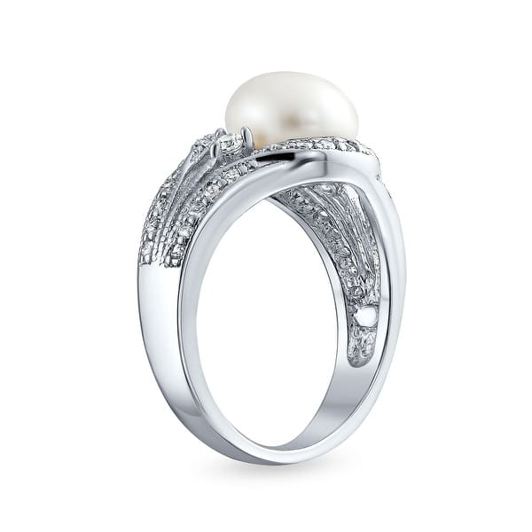 Sterling Silver Diamond & FW Cultured Pearl Ring Sterling Silver Diamond & FW Cultured Pearl Ring