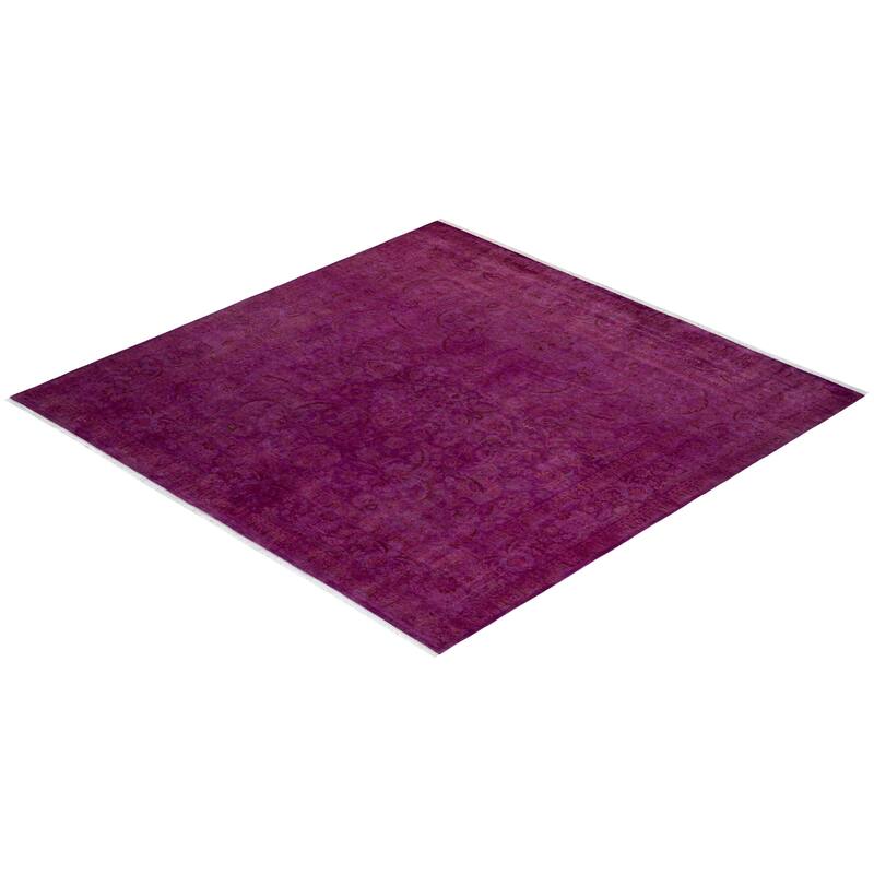 Overton Hand Knotted Wool Vintage Inspired Modern Contemporary Overdyed Pink Area Rug - 8' 2" x 8' 2"