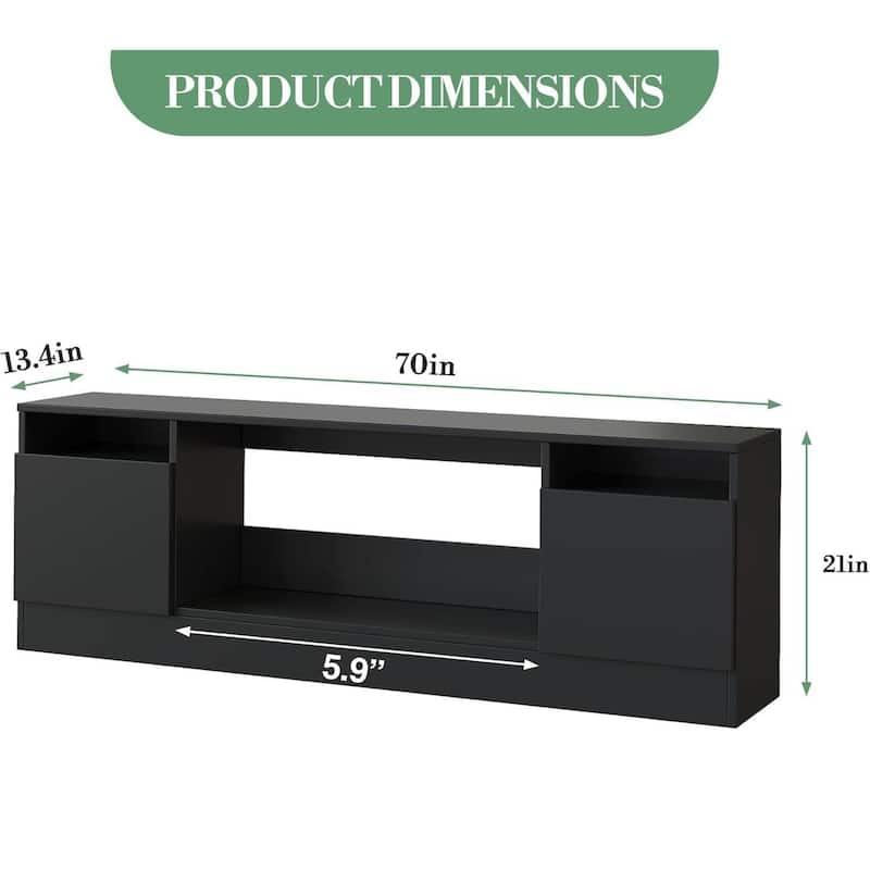 TV Stand with Storage Cabinet, Fits Into 36'' Electric Fireplace (Not Included Fireplace) - N/A