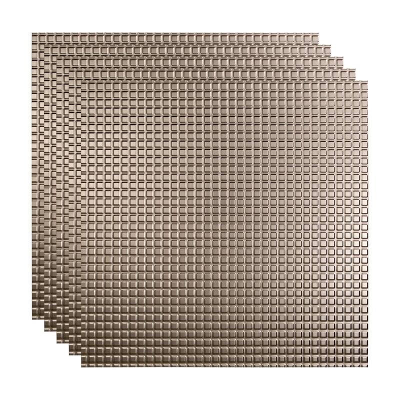 FASÄDE Square Decorative Vinyl 2ft x 2ft Lay in Ceiling Panel in Brushed Nickel (5 Pack) - 5 Pack - Brushed Nickel