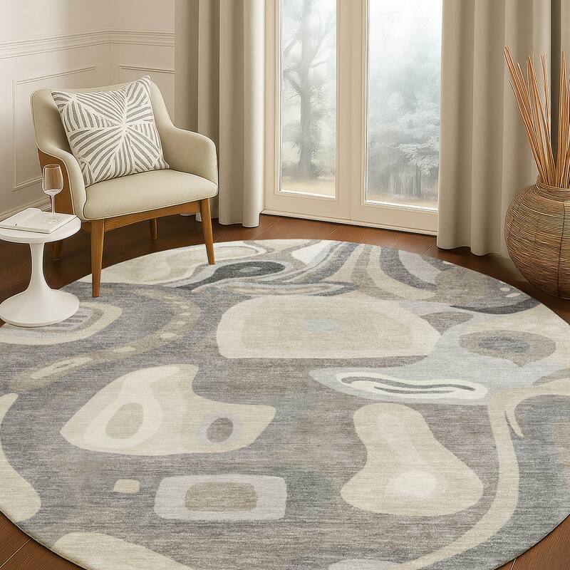 Machine Washable Indoor/ Outdoor Modern Picasy Chantille Rug