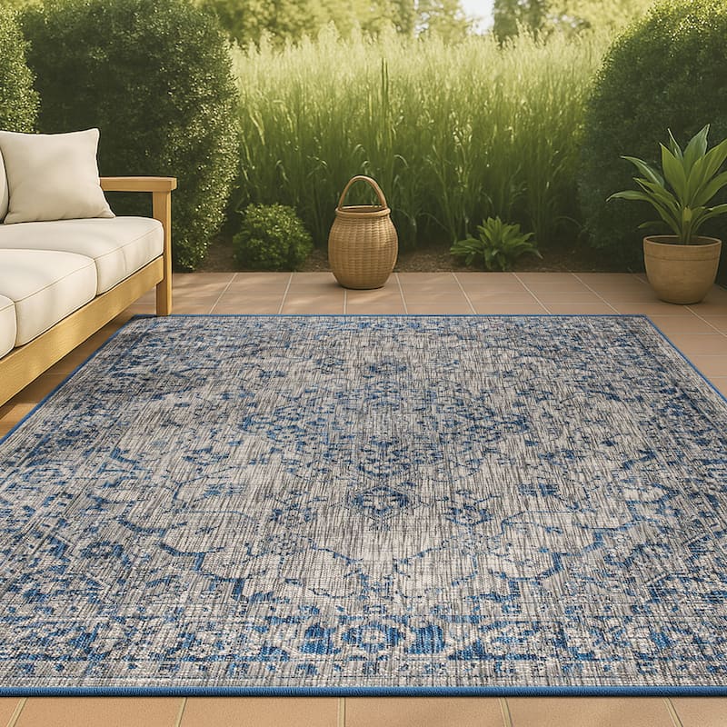 JONATHAN Y Palazzo Boho Medallion Textured Weave Indoor/Outdoor Area Rug