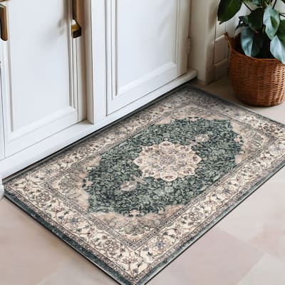 World Rug Gallery Traditional Oriental Medallion Washable Non Slip Area Rug