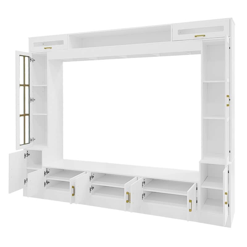 98.4" Wall Unit Entertainment Center with Bookshelves for TVs up to 80", Modern TV Stand Media Console with Cabinets