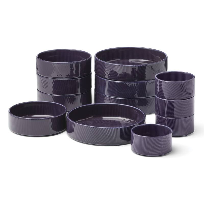 Lenox Modulus 12-Piece Dinnerware Bowl Set - 12-Piece Bowl Set - Nightshade