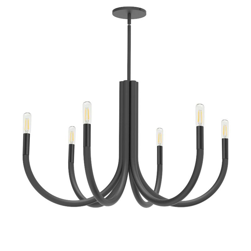 6 Light Incandescent Chandelier with Matte Black Frame for Dining Room, Foyer, or Living Room Ceiling Lighting - 17
