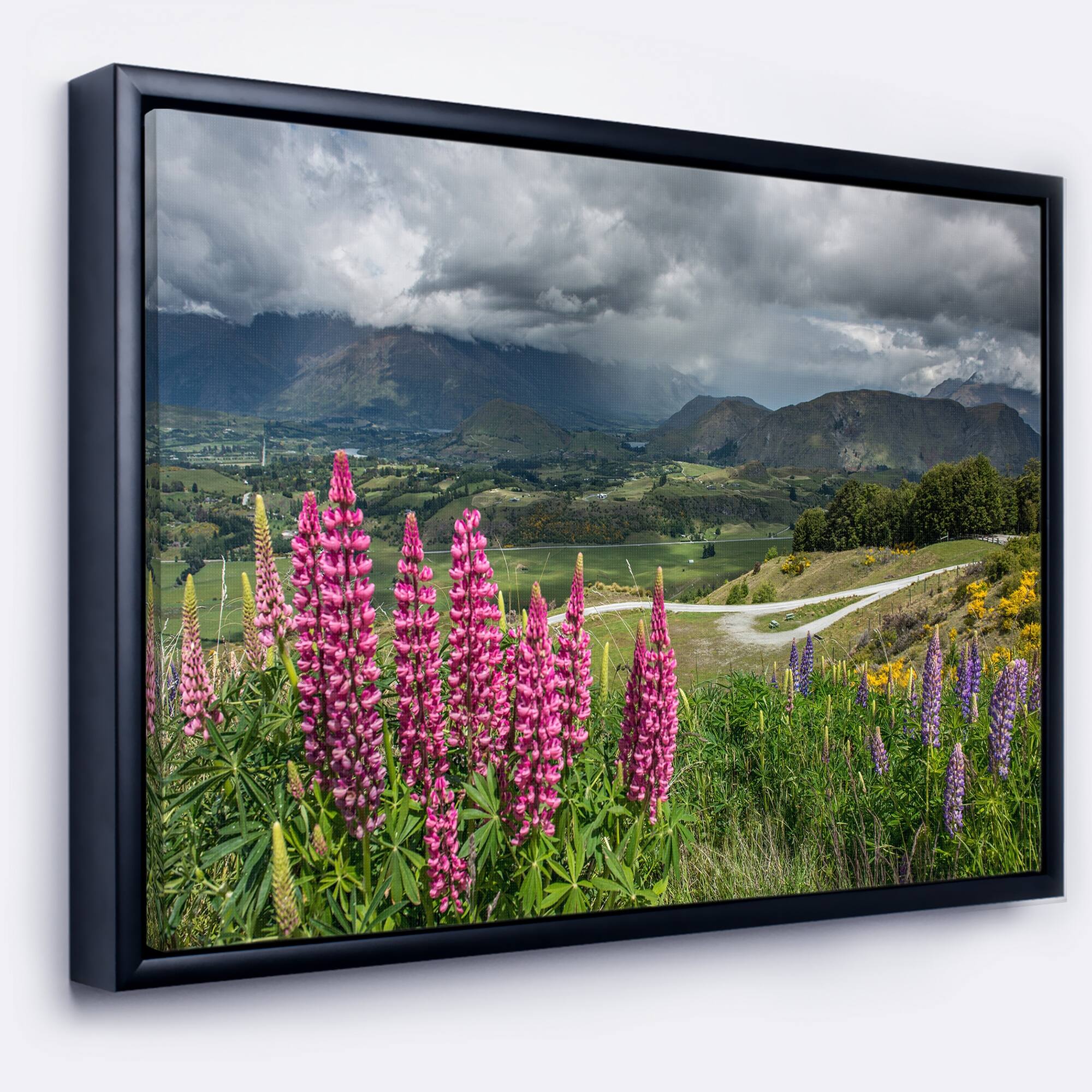 Designart "Flowering Landscape of New Zealand" Landscape Framed Canvas