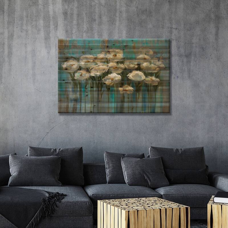 Anemones By The Lake I Print On Wood by Silvia Vassileva - Multi-Color