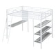 preview thumbnail 31 of 32, Loft Metal Bed with 3 Layers of Shelves and Desk, Stylish Metal Frame Bed with Whiteboard