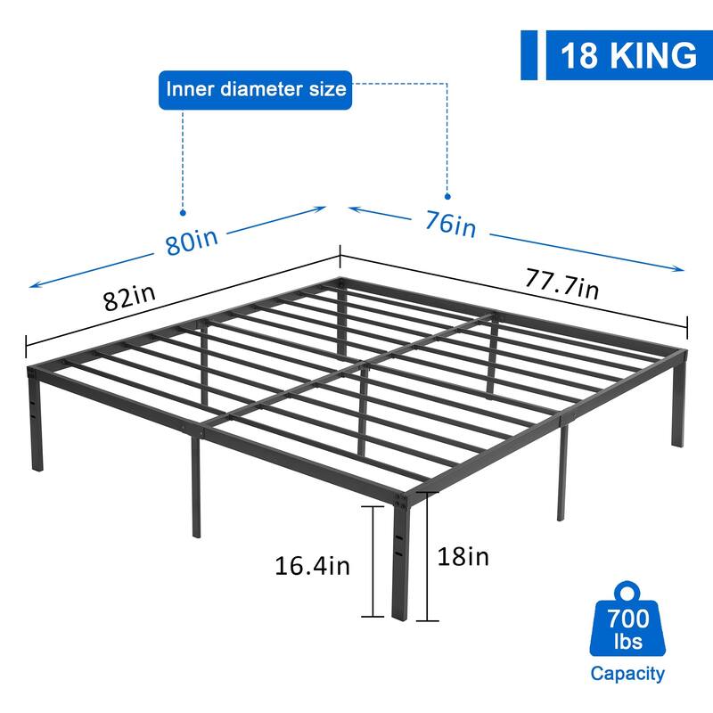 VECELO Bed Frames No Box Spring Needed, Heavy Duty Metal Platform with Steel Slat, Easy Assembly, Black