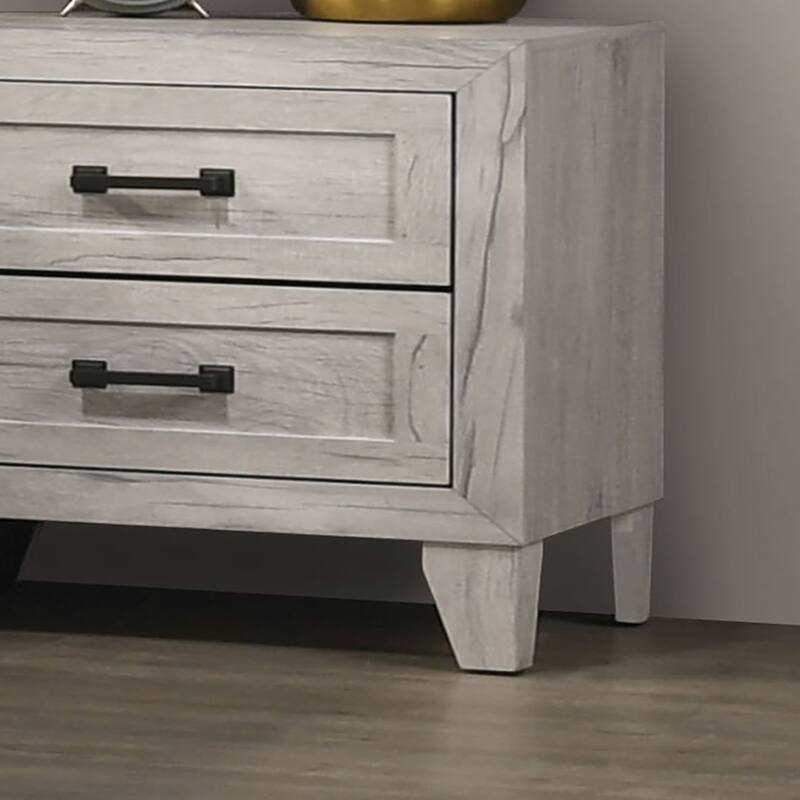 Bedside Table White Wash Finish Striking Elegant 1pc Nightstand Black
