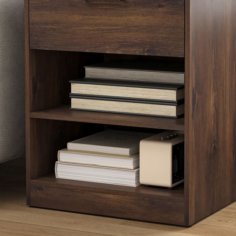 Nightstand with Charging Station,2 USB,Type C,Drawer,Adjustable Shelf