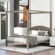 preview thumbnail 6 of 27, King /Queen Size Canopy Platform Bed with Headboard and Support Legs, Grey/Brown Queen Size Brown