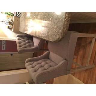 HomCom 40-inch Tufted Counter Height Grey Chair (Set of 2)