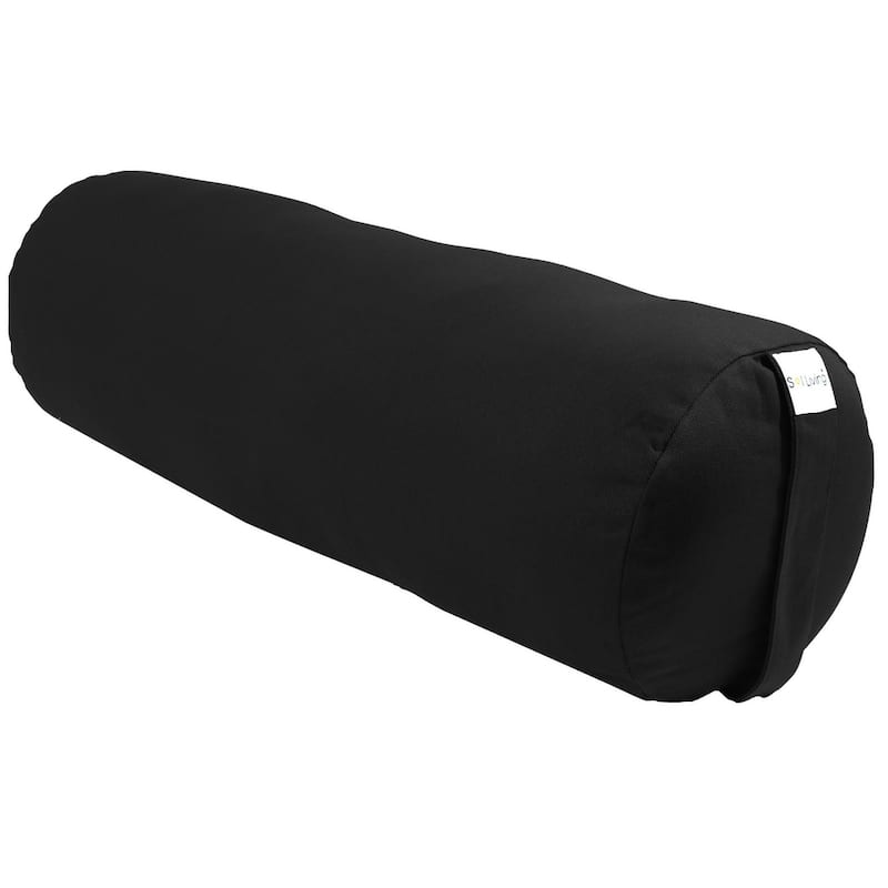 Sol Living Cylindrical Cotton Yoga Bolster - Black