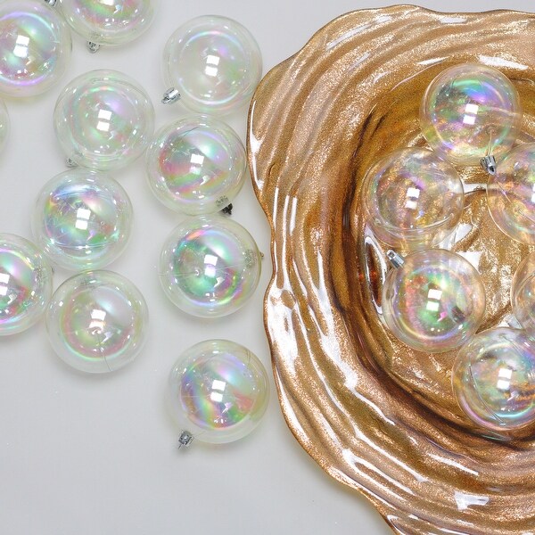 96ct Clear Iridescent Shatterproof Christmas Ball ...