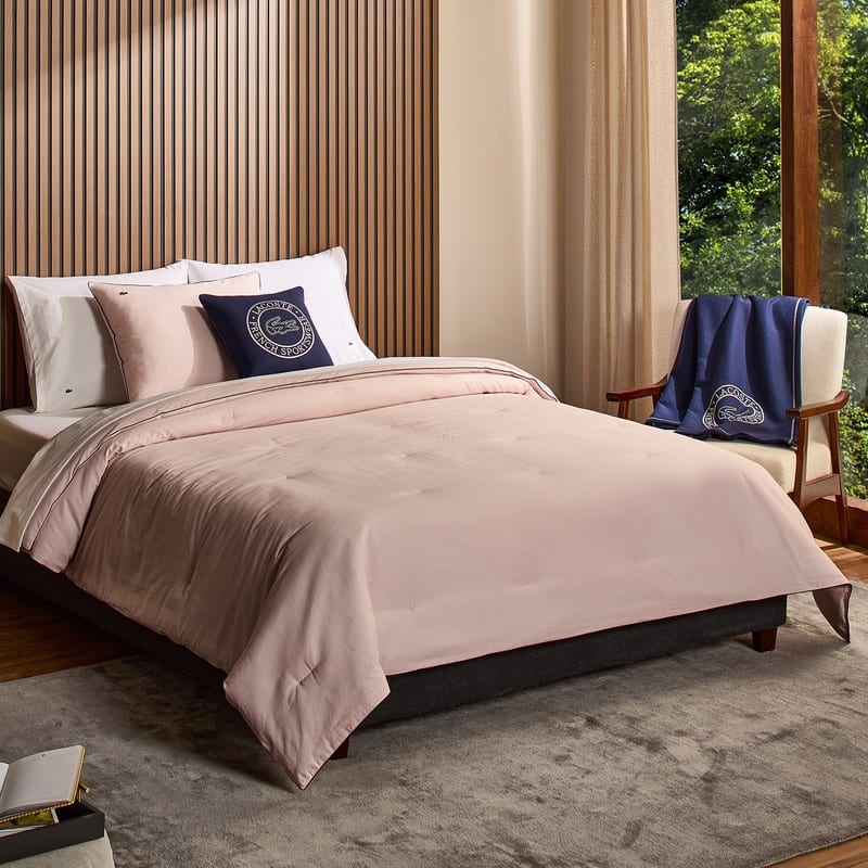 Lacoste Tiebreak 3-Piece Percale Cotton Comforter Set - Pink - Twin